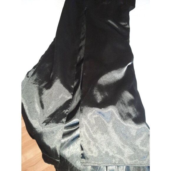 Size 10 Cinderella Black Rhinestone Halter Strap Maxi Mermaid Floor Length Train - Picture 4 of 10